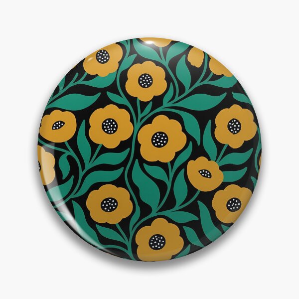 Item preview, Minimalist Mustard Yellow and Green Poppy Floral Pattern designed and sold by LuisWorks.