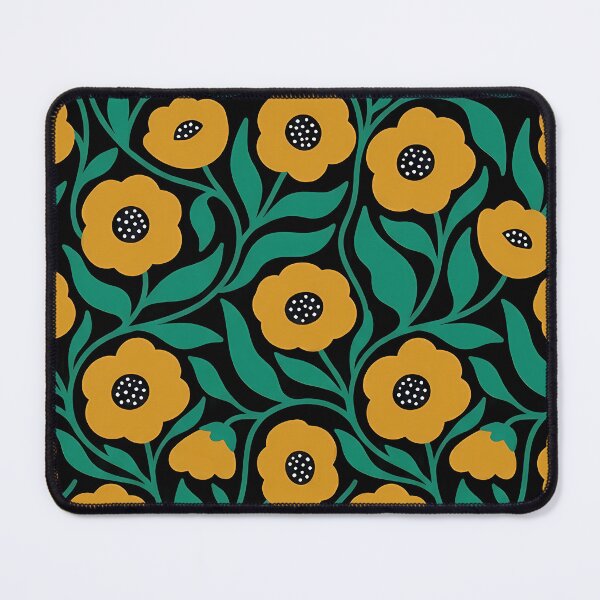 Item preview, Minimalist Mustard Yellow and Green Poppy Floral Pattern designed and sold by LuisWorks.