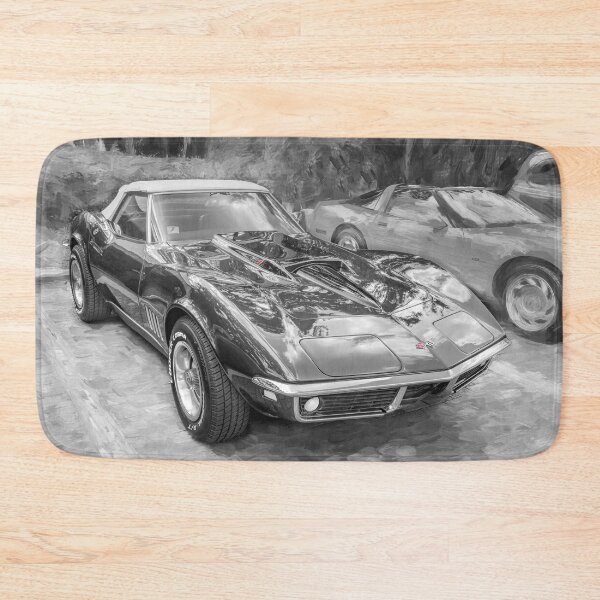 Item preview, 1969 Corvette Stingray Convertible Burgundy Technical Blueprint Car Poster designed and sold by RichFrancoCars.