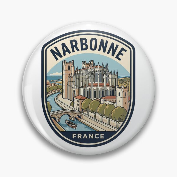 Item preview, Vintage Narbonne France Travel Badge Illustration designed and sold by k3rstman1.