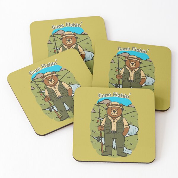 Item preview, Gone Fishing Cute Cartoon Bear Outdoors Nature designed and sold by InkyCorvid.