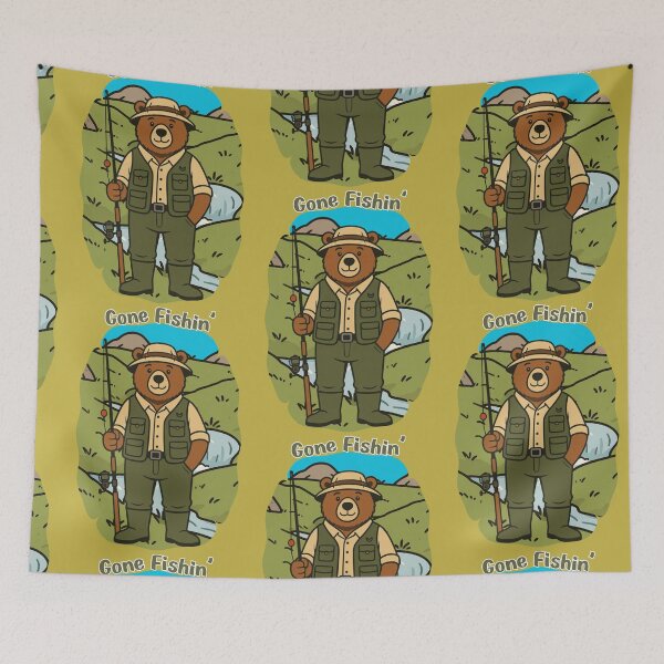 Item preview, Gone Fishing Cute Cartoon Bear Outdoors Nature designed and sold by InkyCorvid.