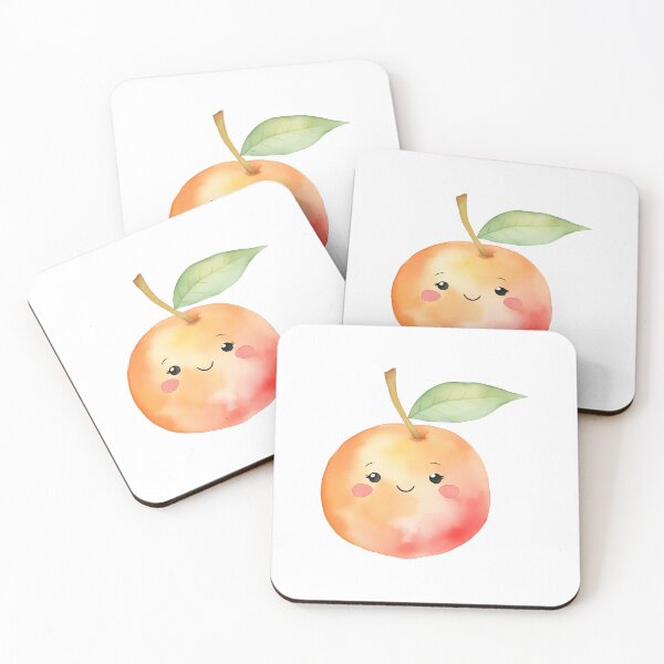 Item preview, Cute Watercolor Peach Kawaii Fruit Graphic designed and sold by Vision Crafted.