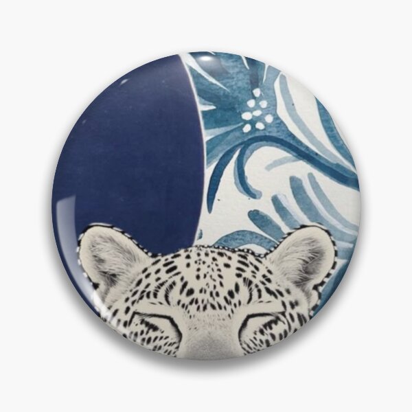 Item preview, Serene Leopard in Blue Floral Pattern - Chinoiserie Jungle Art designed and sold by cezzarie.