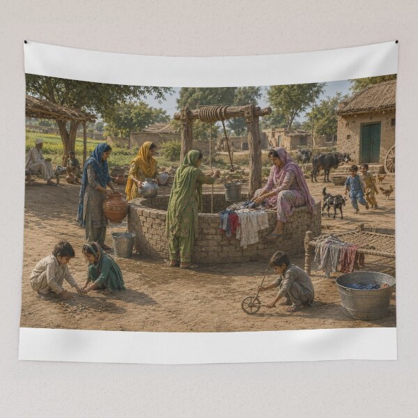 Item preview, Traditional Punjabi Village Life – Vintage Rural Pakistan Sticker designed and sold by Arts121.
