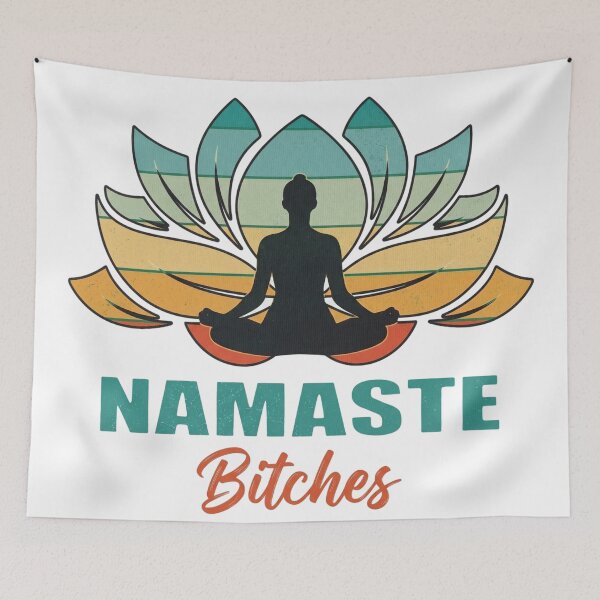 Item preview, Retro Zen Lotus Meditation "Namaste Bitches" Sarcastic Yoga designed and sold by Shopeon Designs.