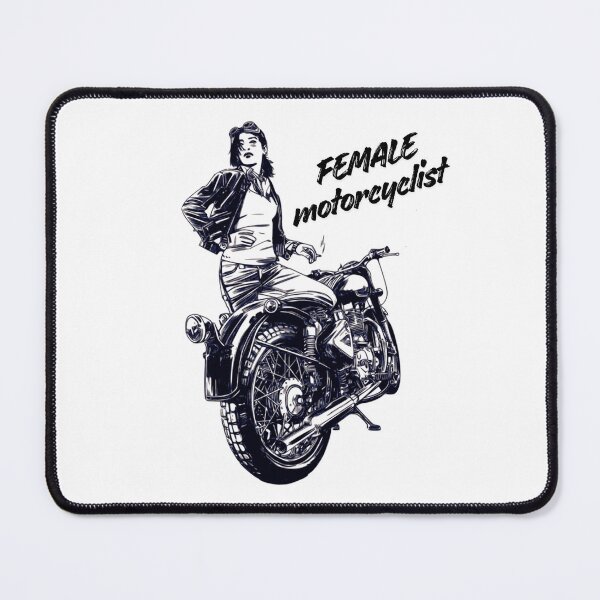 Item preview, Female Motorcycle Rider – Vintage Biker Girl Dark Line Art designed and sold by muhammadkhafidh.