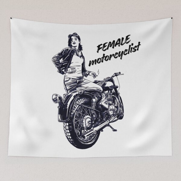 Item preview, Female Motorcycle Rider – Vintage Biker Girl Dark Line Art designed and sold by muhammadkhafidh.