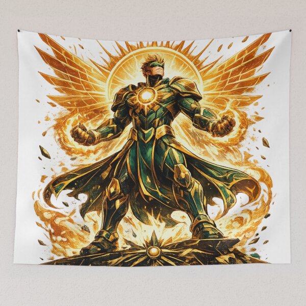 Item preview, Golden Solar Warrior Sun Energy Fantasy Hero designed and sold by irfanshikh.