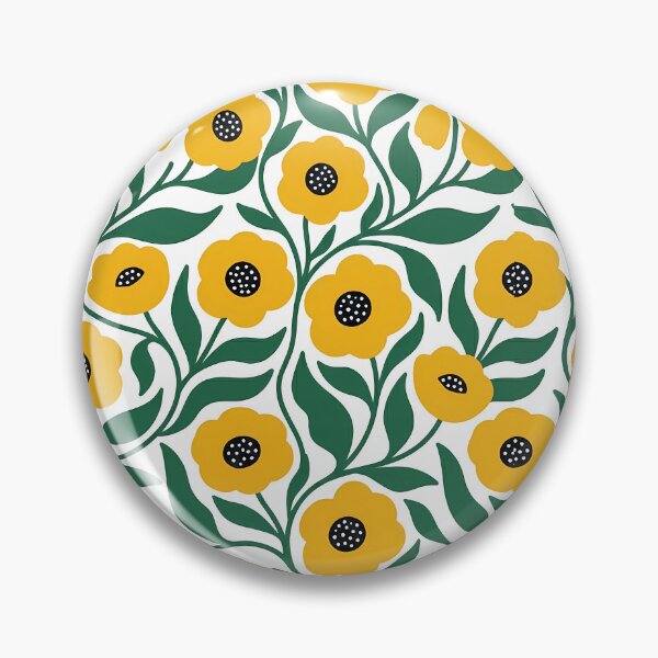 Item preview, Minimalist Mustard Yellow and Green Poppy Pattern on White designed and sold by LuisWorks.