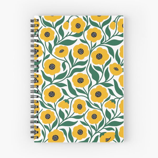 Item preview, Minimalist Mustard Yellow and Green Poppy Pattern on White designed and sold by LuisWorks.
