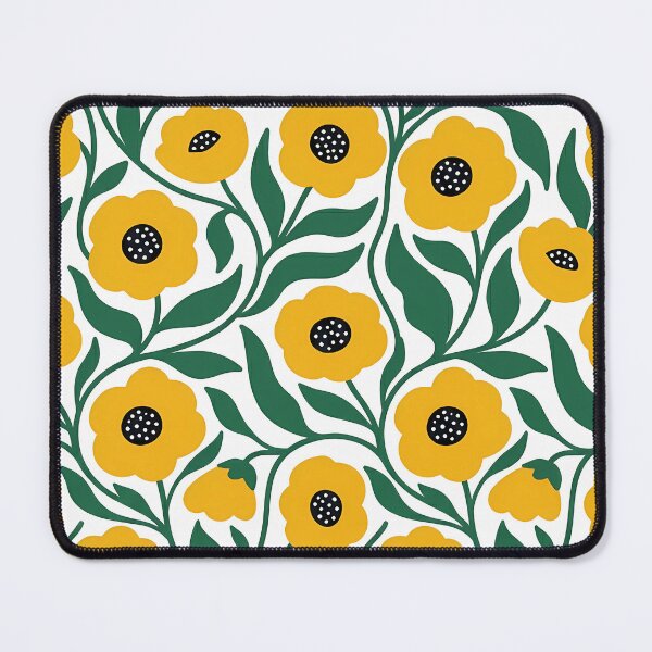 Item preview, Minimalist Mustard Yellow and Green Poppy Pattern on White designed and sold by LuisWorks.