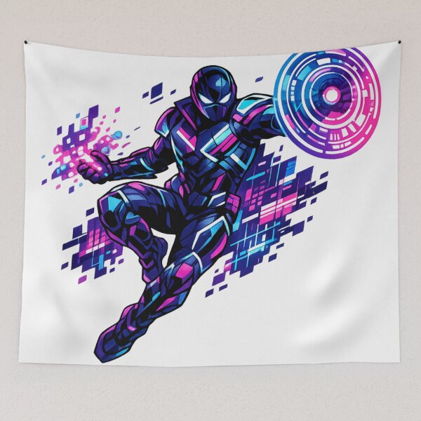 Item preview, Neon Cyber Warrior Futuristic Energy Shield Gamer Hero designed and sold by irfanshikh.
