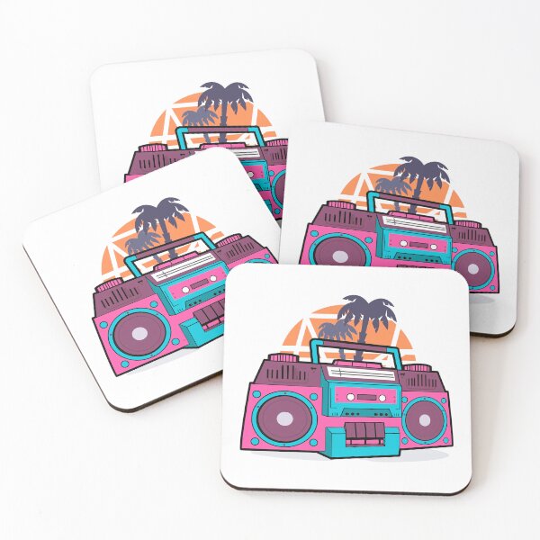 Item preview, Retro tape recorder with palm trees and sun designed and sold by TanyaLovus.