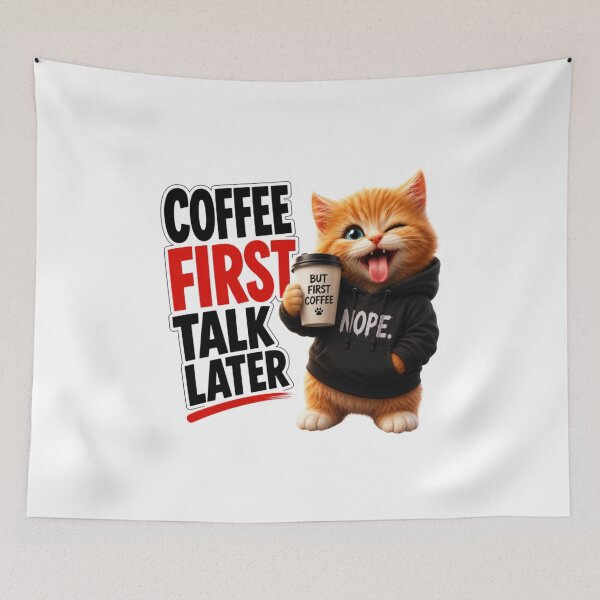 Item preview, Coffee First Talk Later Anime Cat Sticker designed and sold by IMOBILYARI VibeCore.