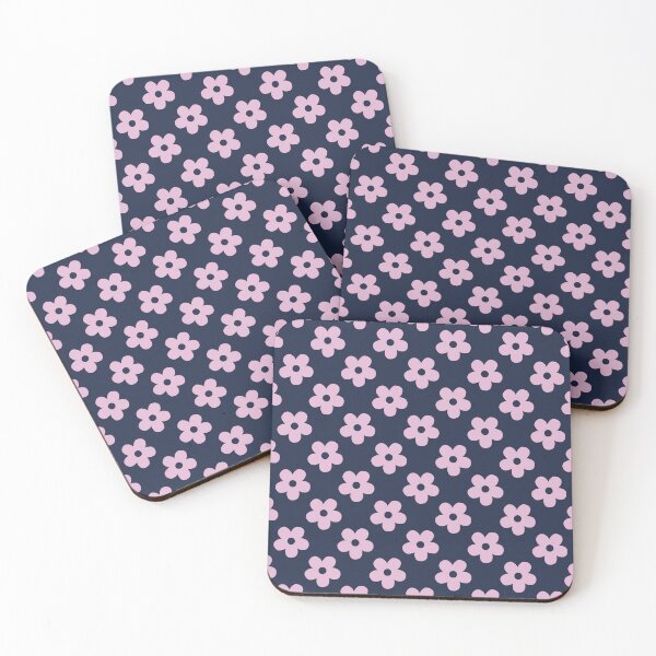 Item preview, Navy Blue and Light Pink Retro Floral Pattern | Vintage Navy Blue and Pink Flowers | Groovy Cottagecore Botanical Pattern | Preppy Dark Blue and Pink Daisy Flowers Pattern designed and sold by VivaFy.