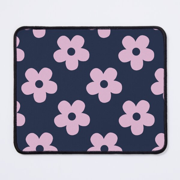 Item preview, Navy Blue and Light Pink Retro Floral Pattern | Vintage Navy Blue and Pink Flowers | Groovy Cottagecore Botanical Pattern | Preppy Dark Blue and Pink Daisy Flowers Pattern designed and sold by VivaFy.