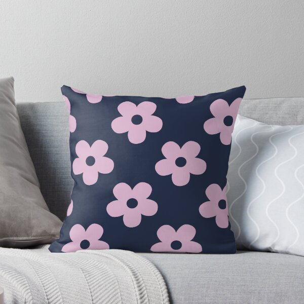 Item preview, Navy Blue and Light Pink Retro Floral Pattern | Vintage Navy Blue and Pink Flowers | Groovy Cottagecore Botanical Pattern | Preppy Dark Blue and Pink Daisy Flowers Pattern designed and sold by VivaFy.