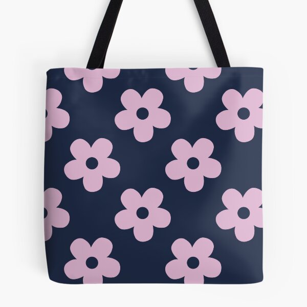 Item preview, Navy Blue and Light Pink Retro Floral Pattern | Vintage Navy Blue and Pink Flowers | Groovy Cottagecore Botanical Pattern | Preppy Dark Blue and Pink Daisy Flowers Pattern designed and sold by VivaFy.