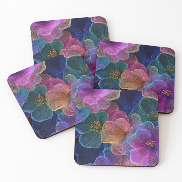 Item preview, Luminous Neon Flowers - Glowing Wireframe Floral Art designed and sold by cezzarie.