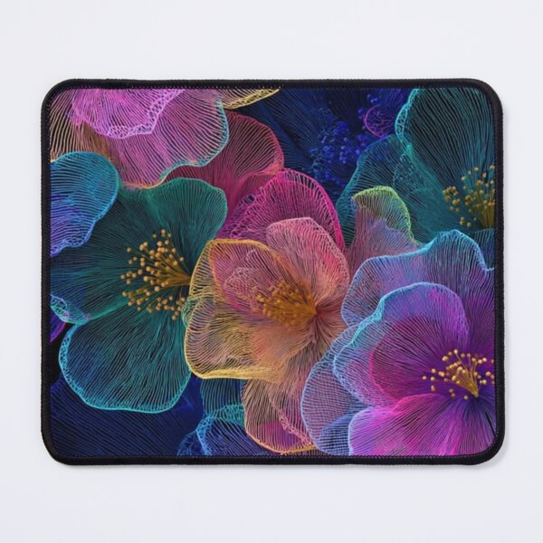 Item preview, Luminous Neon Flowers - Glowing Wireframe Floral Art designed and sold by cezzarie.