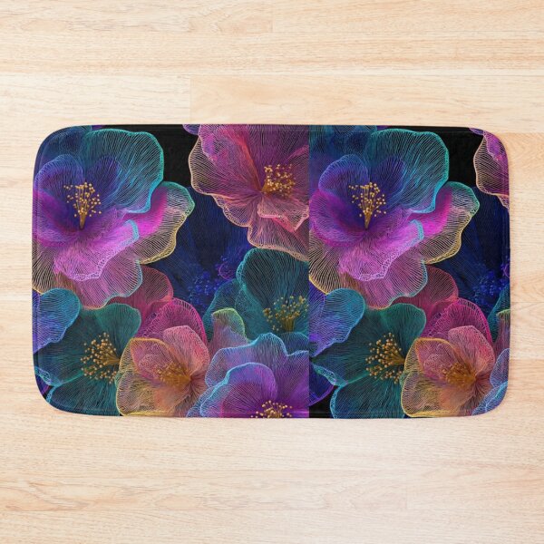 Item preview, Luminous Neon Flowers - Glowing Wireframe Floral Art designed and sold by cezzarie.