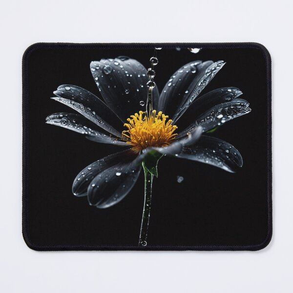 Item preview, Midnight Dew Flower – Black Petal Floral Macro Art designed and sold by  Mirai_Art  ⭐⭐⭐⭐.