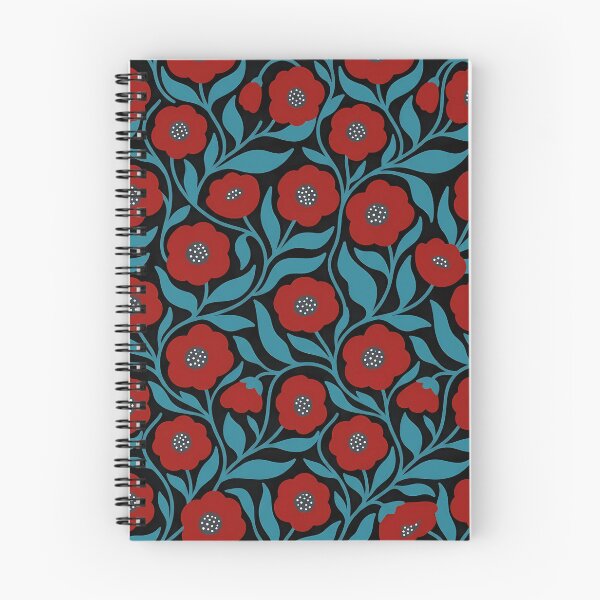Item preview, Minimalist Burgundy and Teal Blue Poppy Floral Pattern designed and sold by LuisWorks.