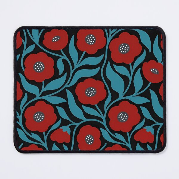 Item preview, Minimalist Burgundy and Teal Blue Poppy Floral Pattern designed and sold by LuisWorks.