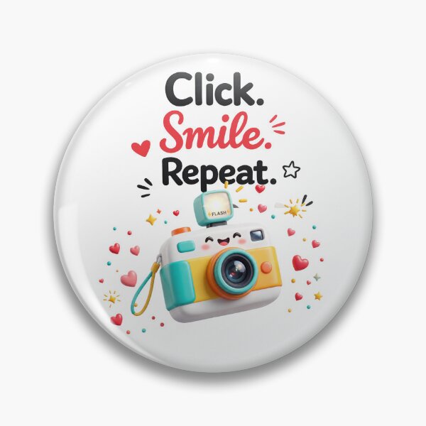 Item preview, Click Smile Repeat Cute Camera Photography T-Shirt Design designed and sold by TeeTantra.