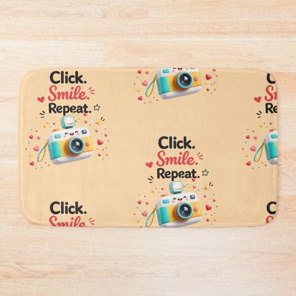 Item preview, Click Smile Repeat Cute Camera Photography T-Shirt Design designed and sold by TeeTantra.
