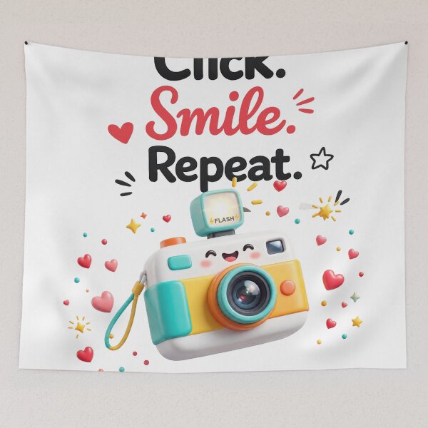 Item preview, Click Smile Repeat Cute Camera Photography T-Shirt Design designed and sold by TeeTantra.