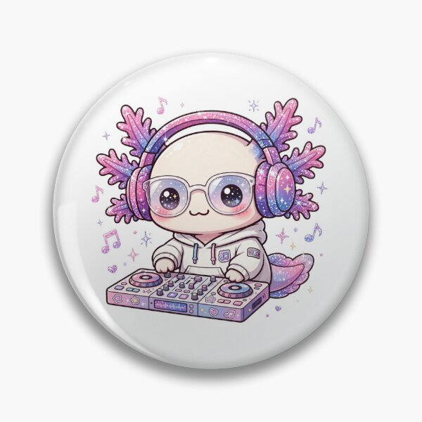 Item preview, DJ Axolotl - Kawaii Glitter Axolotl with Headphones Mixing Music - Cute Music Lover designed and sold by PrettyCrypt.