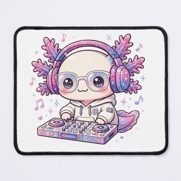 Item preview, DJ Axolotl - Kawaii Glitter Axolotl with Headphones Mixing Music - Cute Music Lover designed and sold by PrettyCrypt.