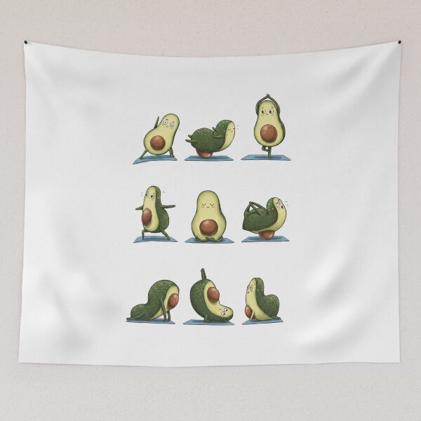 Item preview, Cute Avocado Yoga Poses - Funny Namaste Fitness Art designed and sold by Shopeon Designs.