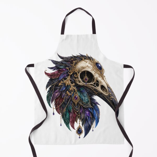 Item preview, Gothic Raven Skull, Jeweled Crow Skull with Feather Headdress, Dark Fantasy Halloween Sublimation designed and sold by BreluzeK.