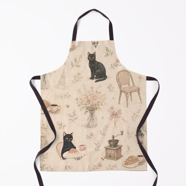 Item preview, Breakfast in Paris, Black Cat and Croissant Pattern designed and sold by VelvetClawStudio.