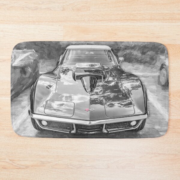 Item preview, 1969 Corvette Stingray Convertible Burgundy Technical Blueprint Car Poster designed and sold by RichFrancoCars.