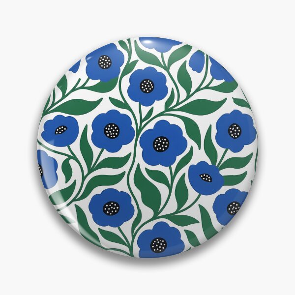 Item preview, Minimalist Royal Blue and Green Poppy Pattern on White designed and sold by LuisWorks.