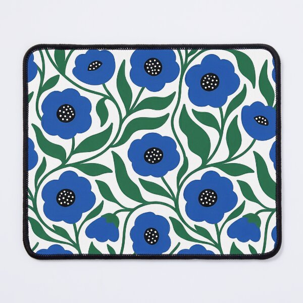 Item preview, Minimalist Royal Blue and Green Poppy Pattern on White designed and sold by LuisWorks.