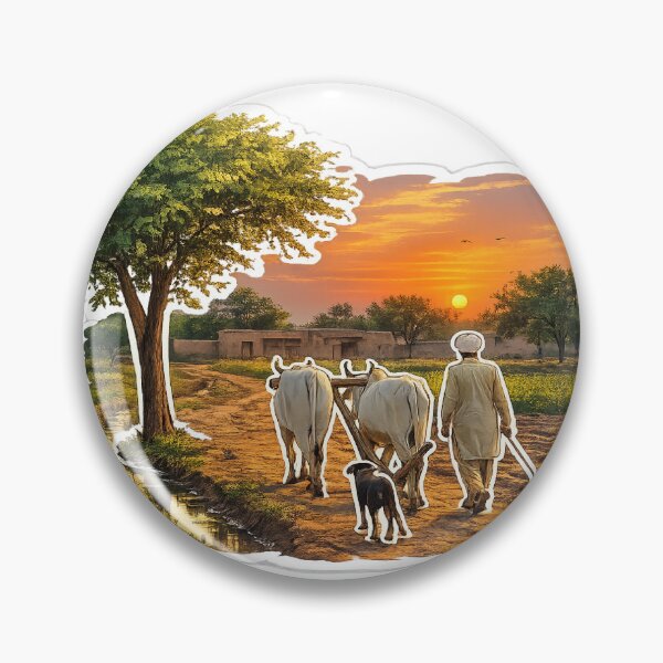 Item preview, Punjabi Farmer at Sunset – Rural Village Farming Sticker designed and sold by Arts121.