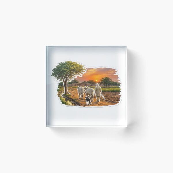 Item preview, Punjabi Farmer at Sunset – Rural Village Farming Sticker designed and sold by Arts121.