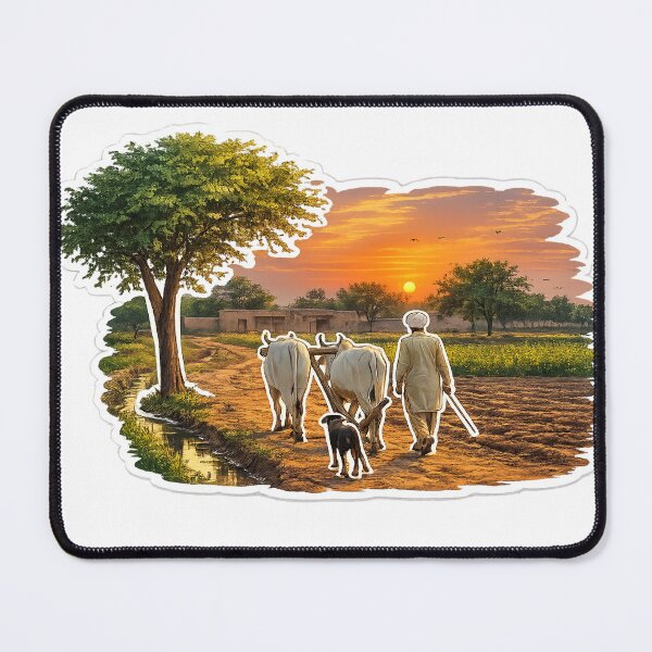 Item preview, Punjabi Farmer at Sunset – Rural Village Farming Sticker designed and sold by Arts121.