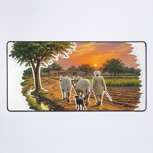 Item preview, Punjabi Farmer at Sunset – Rural Village Farming Sticker designed and sold by Arts121.