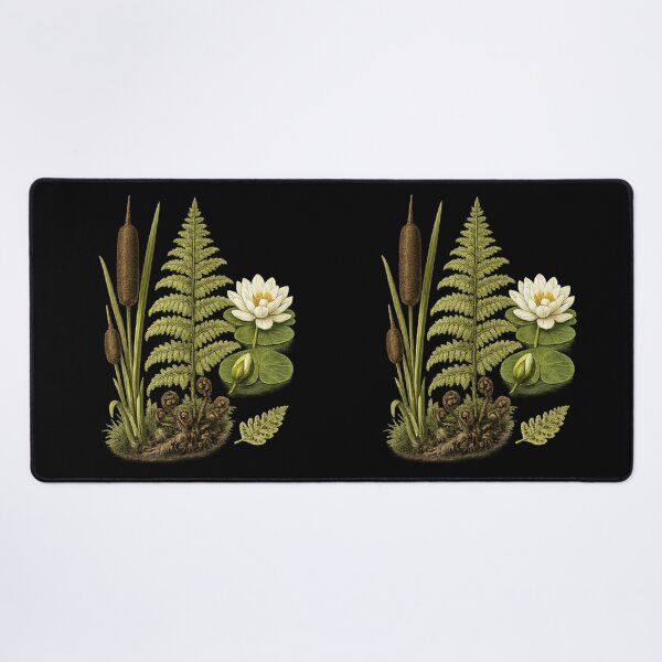 Item preview, Vintage Wetland Botanical Plate with Water Lily, Cattail & Fern designed and sold by Anyshca.
