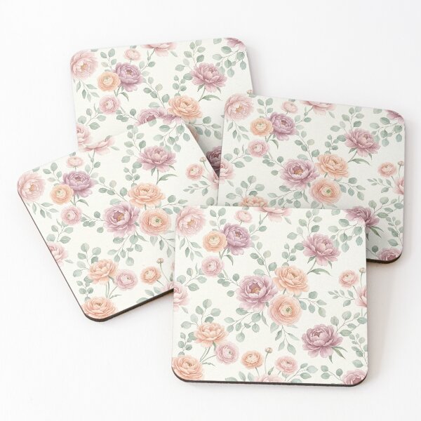 Item preview, Soft Pastel Watercolor Peony and Blush Floral Pattern designed and sold by Opal Aura .