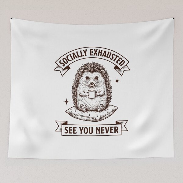 Item preview, Hedgehog Vintage Engraving Socially Exhausted designed and sold by NullSpacePrints.