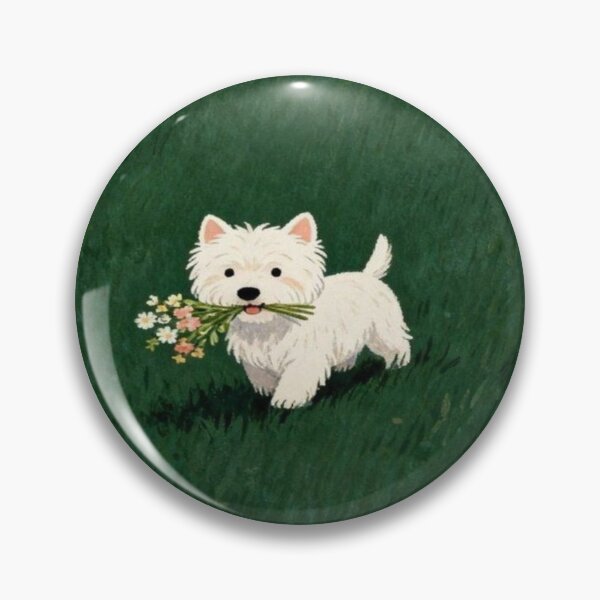 Item preview, Little Dog Brings Spring Flowers Artwork  designed and sold by NivyasArtistry.