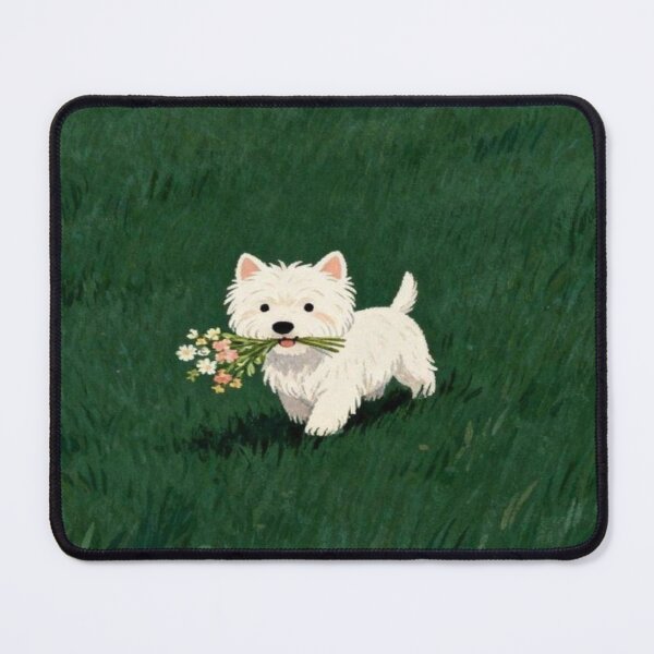 Item preview, Little Dog Brings Spring Flowers Artwork designed and sold by NivyasArtistry.