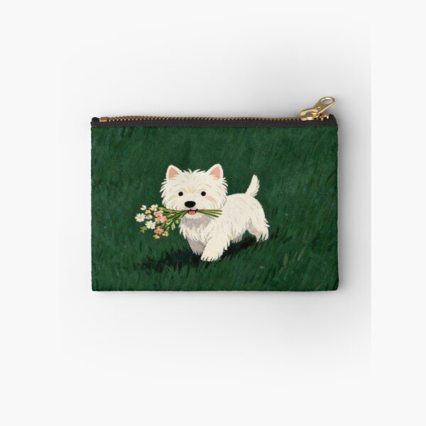 Item preview, Little Dog Brings Spring Flowers Artwork  designed and sold by NivyasArtistry.